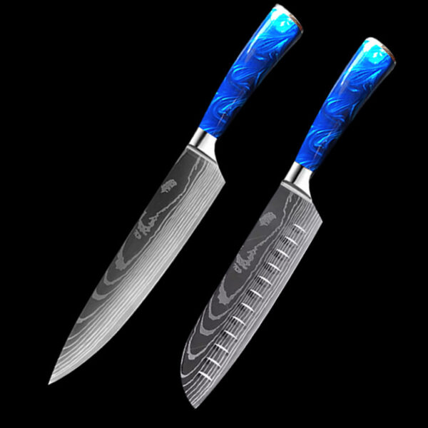 8-inch Chef Knife with Blue Resin Handle - Image 8