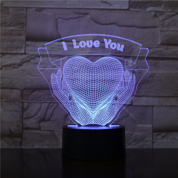 Valentines Day Gift Hands Holding Love 3D Night Light - Image 2