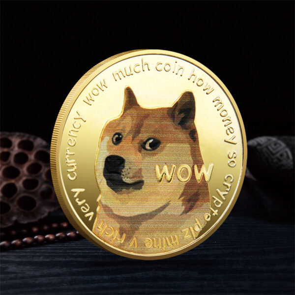 WOW Dogecoin To The Moon In Doge We Trust Gold Plated Commemorative Coins Cute Dog Pattern Printed Cllection Gifts