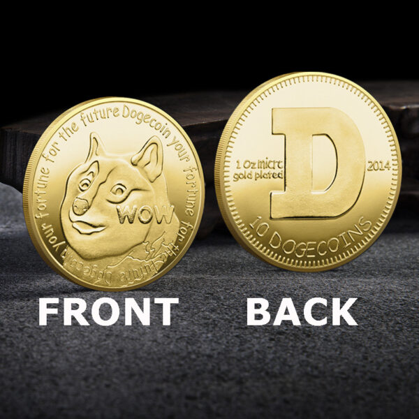 WOW Dogecoin To The Moon In Doge We Trust Gold Plated Commemorative Coins Cute Dog Pattern Printed Cllection Gifts - Image 6