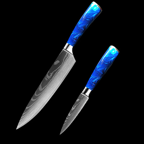 8-inch Chef Knife with Blue Resin Handle - Image 4