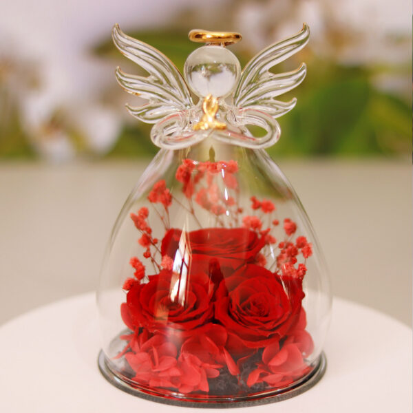 Eternal Flower Gift Box Angel Glass Cover Dried Rose Gift Box For Christmas New Year Valentine's Day Home Decor - Image 6