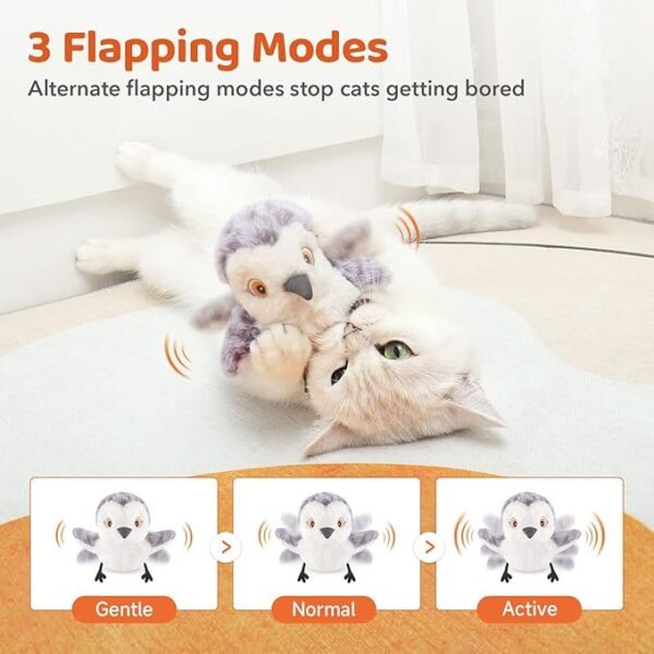 Cat Toys Flapping Bird No Flying,Lifelike Sandpiper Chirp Tweet, Rechargeable Touch Activated Kitten Toy Interactive Cat Exercise Toys For All Breeds Cat Kicker Catnip Toys - Image 2