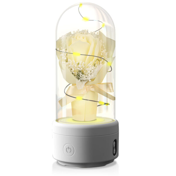 Creative 2 In 1 Bouquet LED Light And Bluetooth-compatible Speaker Mother's Day Gift Rose Luminous Night Light Ornament In Glass Cover - Image 8