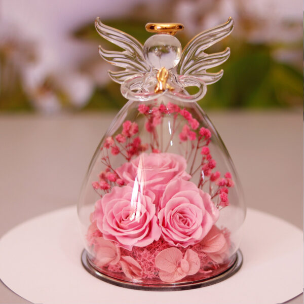 Eternal Flower Gift Box Angel Glass Cover Dried Rose Gift Box For Christmas New Year Valentine's Day Home Decor - Image 9