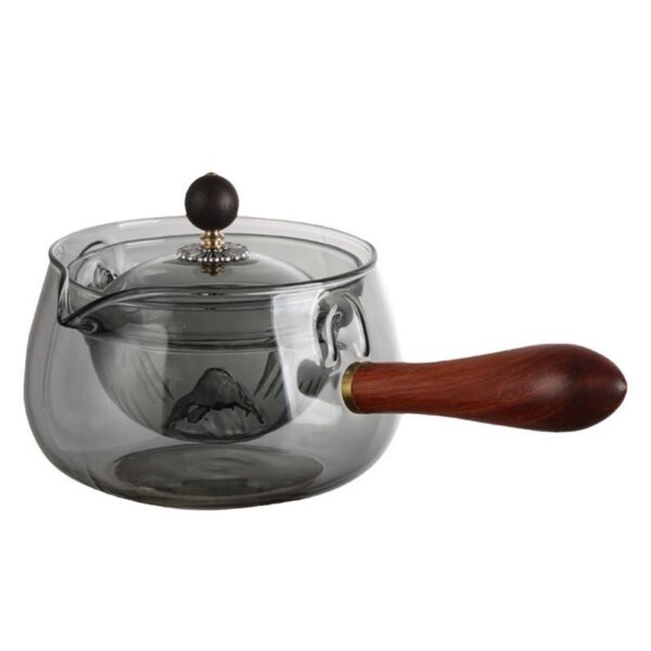 Semi-automatic Rotary Heat-resistant Glass Teapot Lazy Tea Making With Infuser And Wooden Handle Office Home Accessories Kitchen Gadgets - Image 6