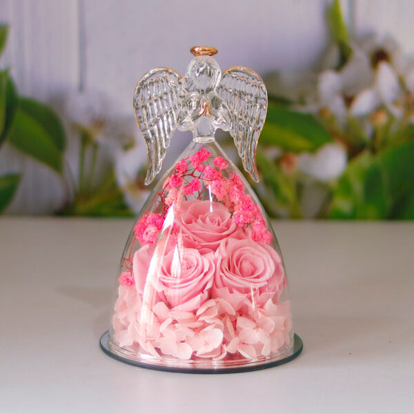 Eternal Flower Gift Box Angel Glass Cover Dried Rose Gift Box For Christmas New Year Valentine's Day Home Decor - Image 2