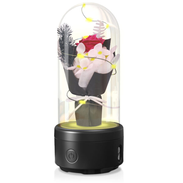 Creative 2 In 1 Bouquet LED Light And Bluetooth-compatible Speaker Mother's Day Gift Rose Luminous Night Light Ornament In Glass Cover - Image 4